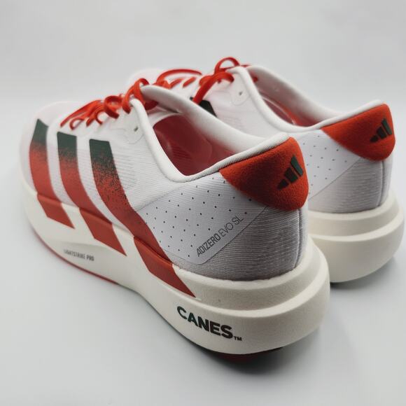 Mens Sz 11.5 Adidas Sneakers NCAA x Adizero Evo SL Miami Hurricanes White JQ2148 main image 4